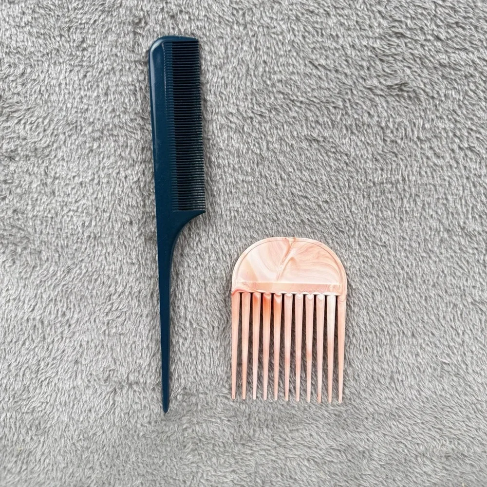 Vintage ACE Comb and Pick Set Retro Pink Marbled Lift Tail Comb MCM 60s 70s
